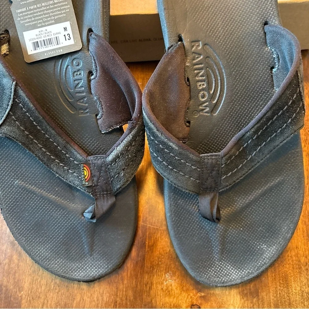 Olukai Black Kipi Men’s Sandals Size M 13